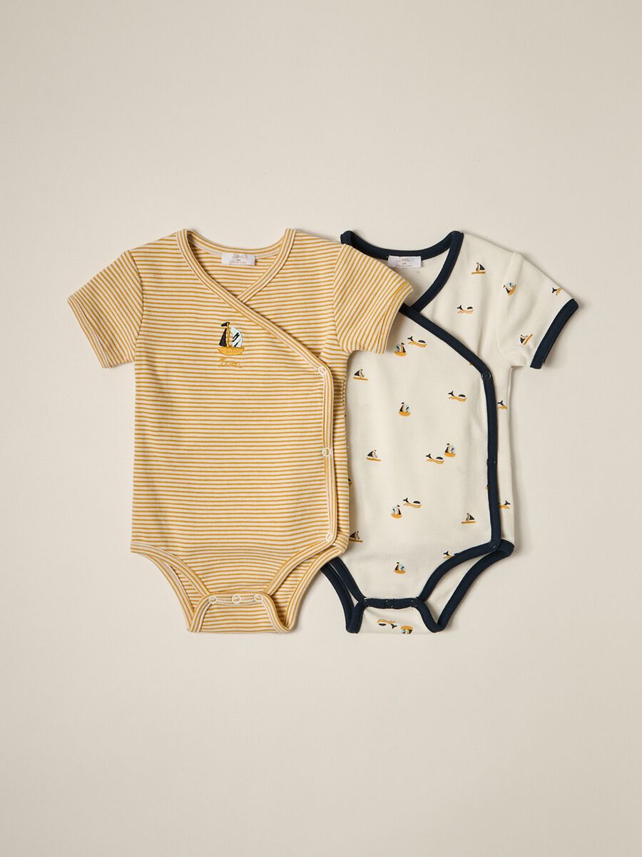 IANA newborn boy two-pack bodysuits in 100% cotton interlock_0
