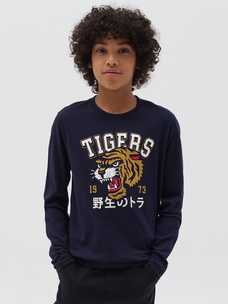 T-shirt a maniche lunghe stampa "Tigers 1973"_0