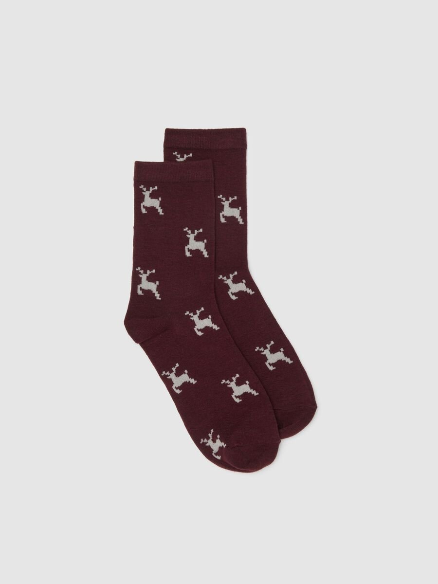 Short Red Socks with Christmas Decorations_0
