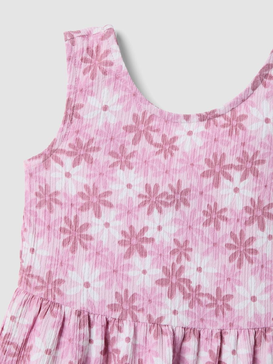Abito rosa smanicato in tessuto elasticizzato con stampa floreale_2