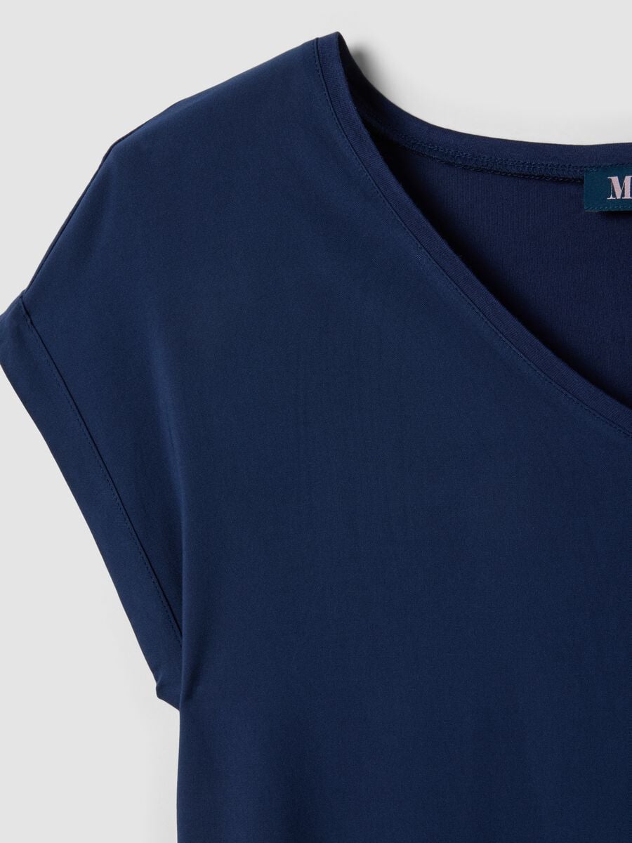 Blue pure viscose V-neck T-shirt, regular fit_5