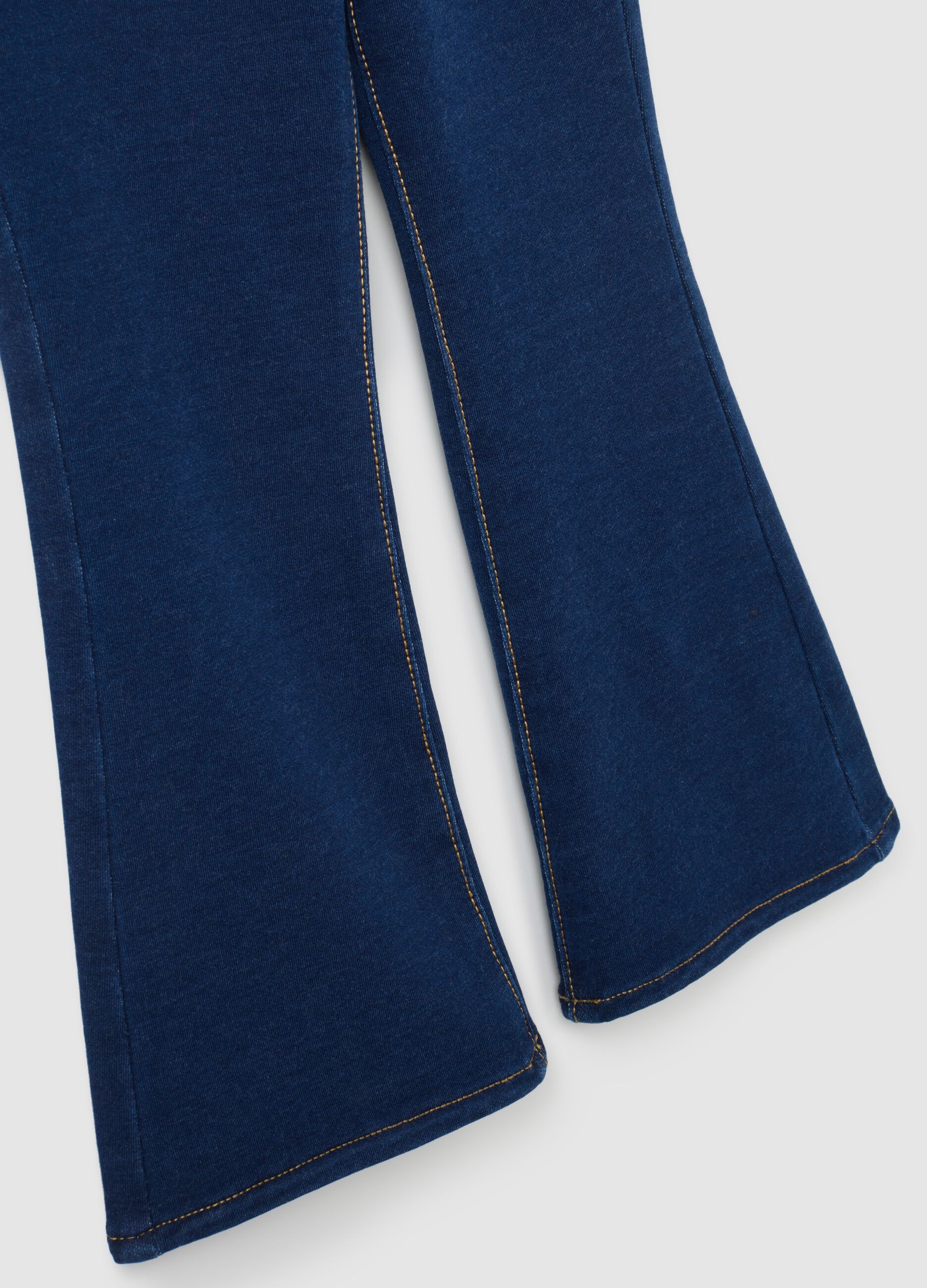 Jeggings da bambina in cotone blu flare