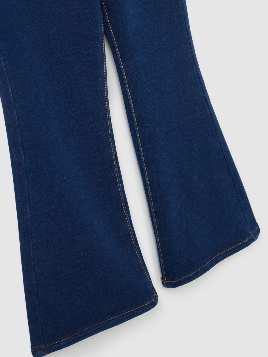 Jeggings da bambina in cotone blu flare_3