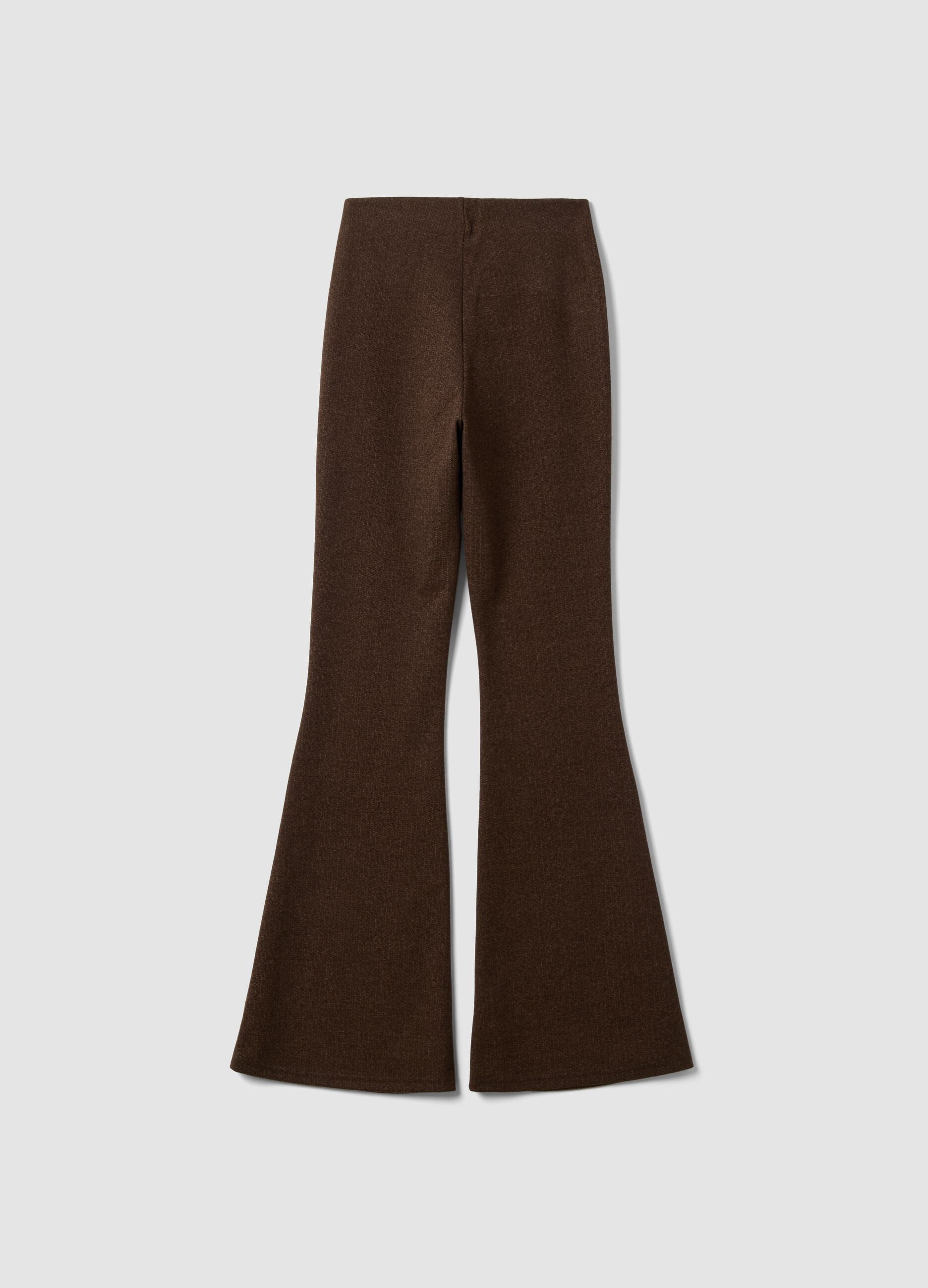 Brown flared trousers in stretch viscose