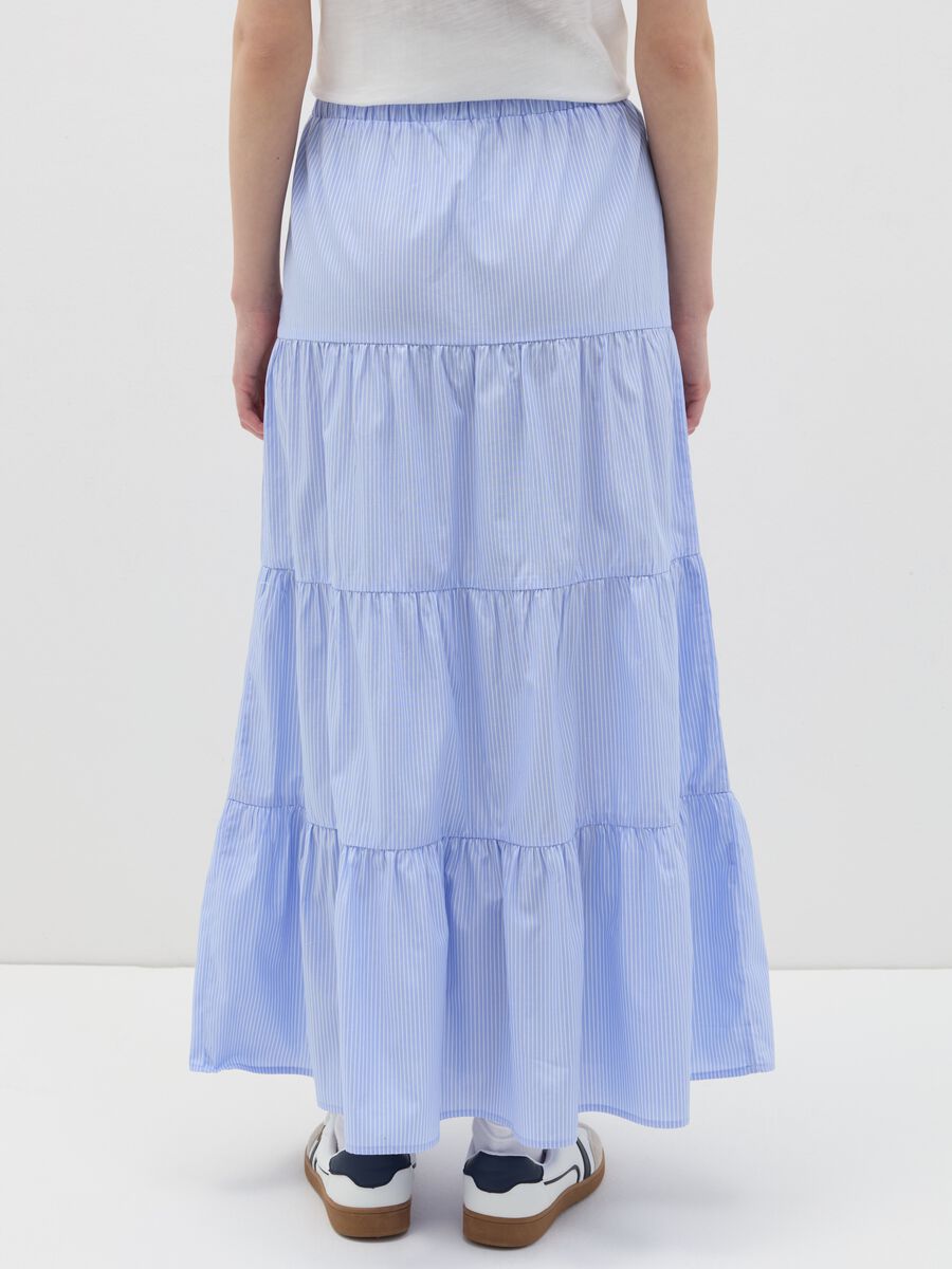 Long white and light blue skirt with striped flounce_2