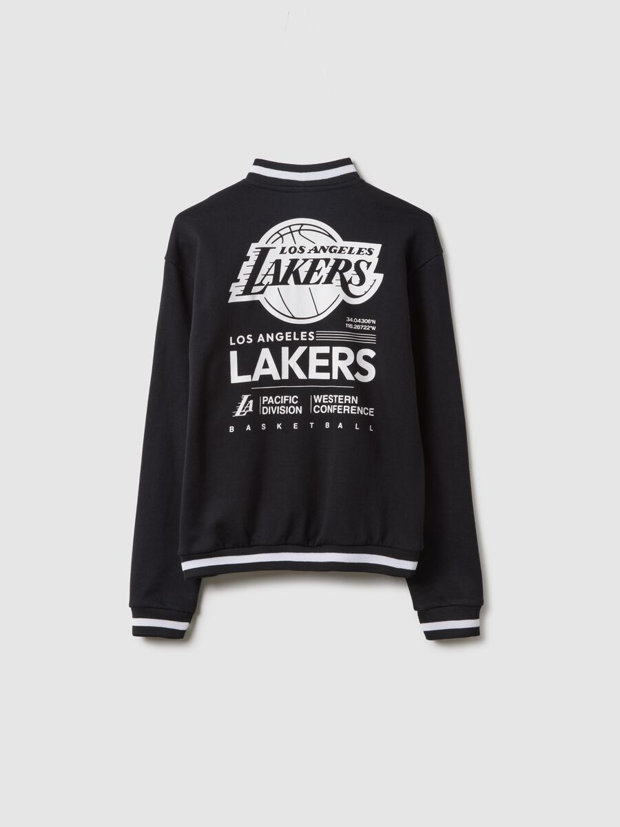 Kids' black cotton-blend bomber jacket regular fit with print_4