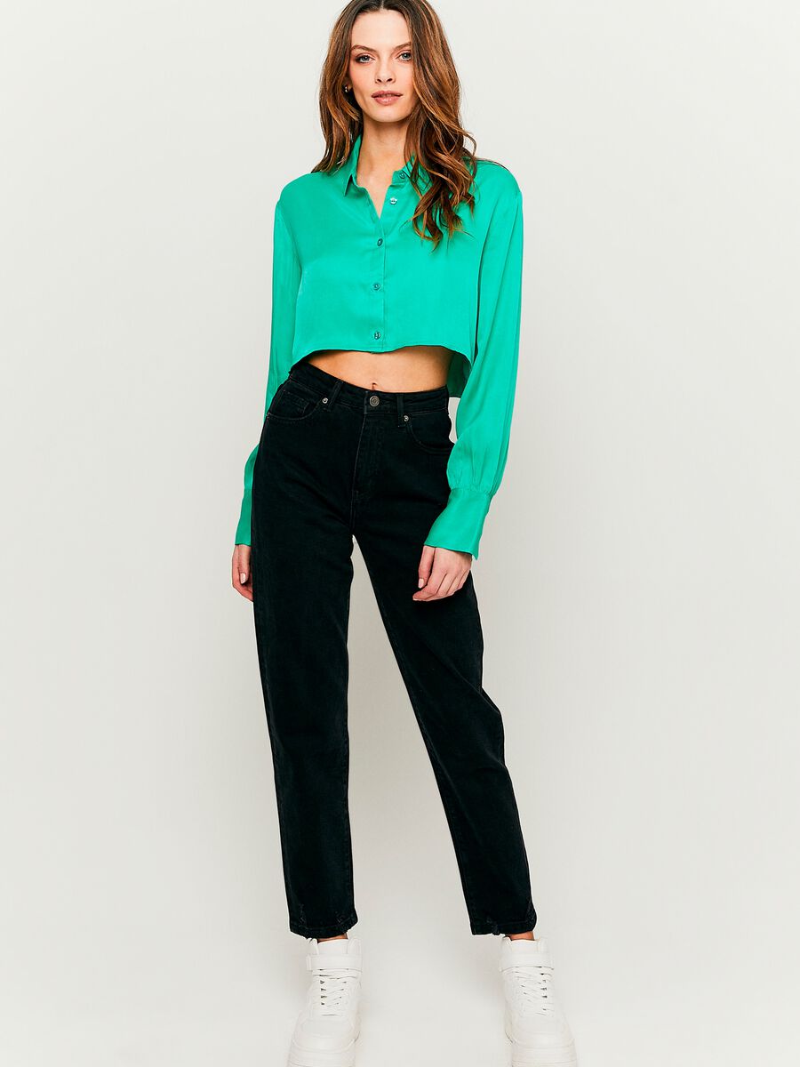Cropped shirt in viscose_0
