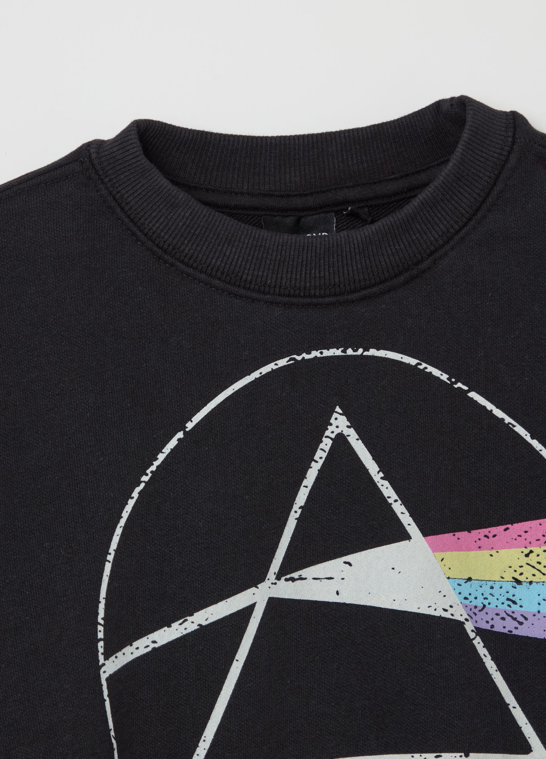 Black cropped sweatshirt with Pink Floyd print