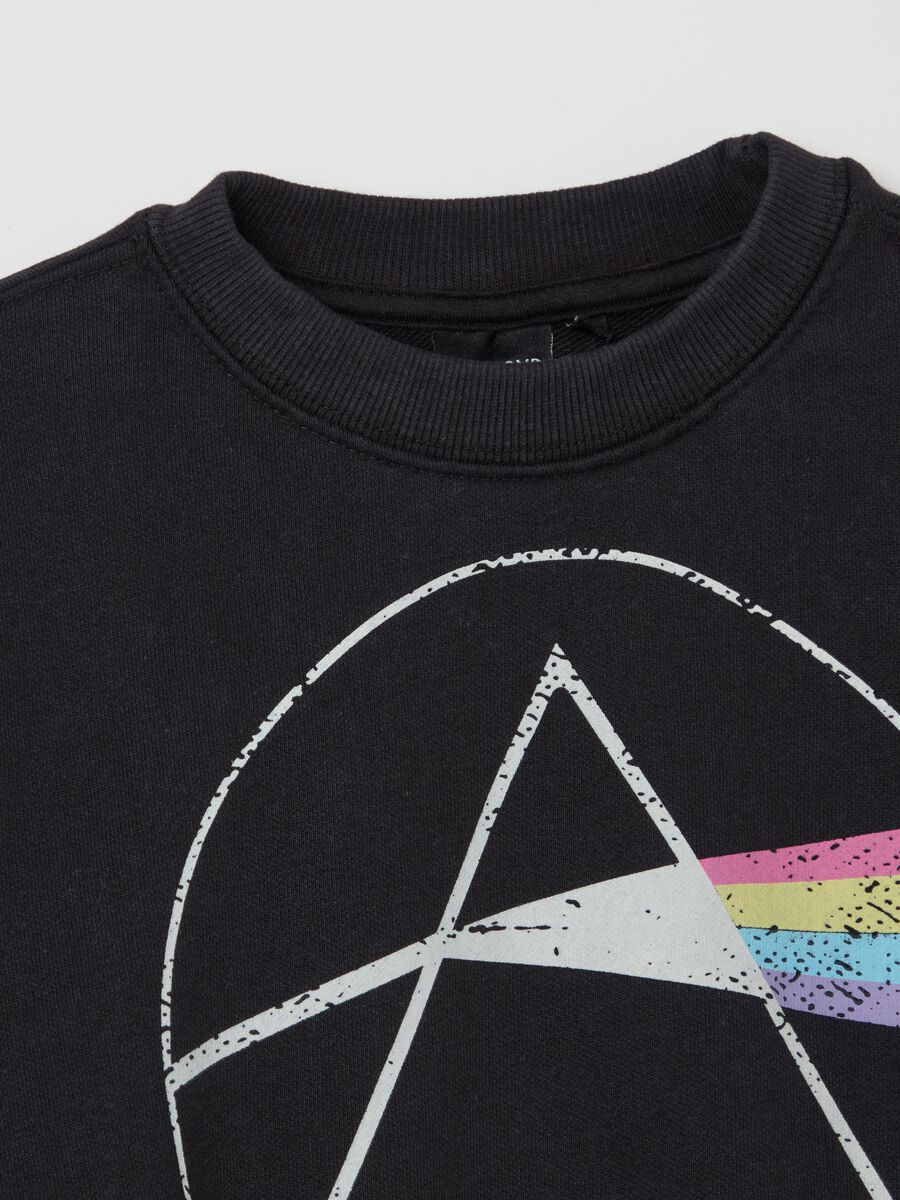 Black cropped sweatshirt with Pink Floyd print_5
