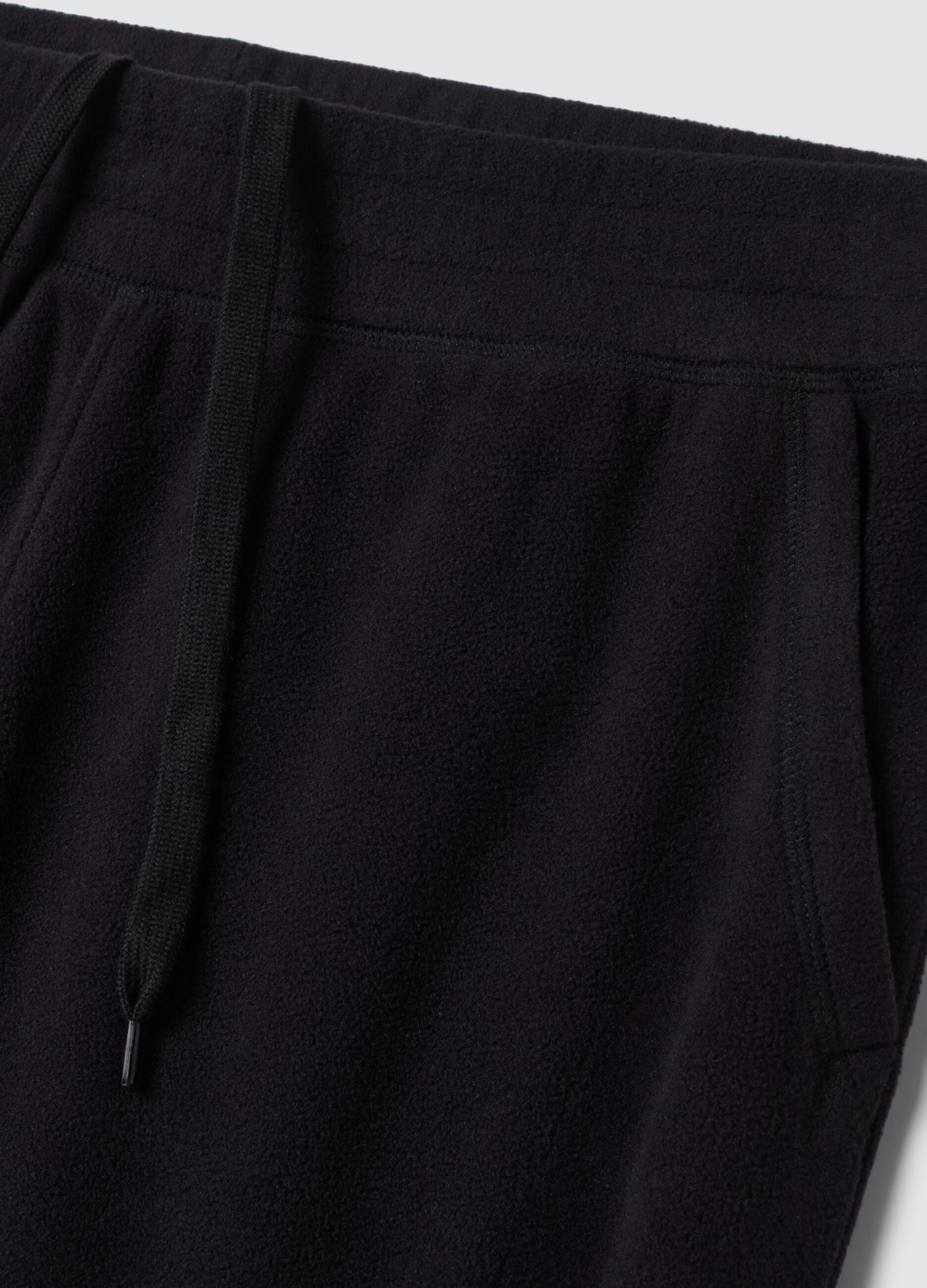 Black fleece jogger trousers, regular fit