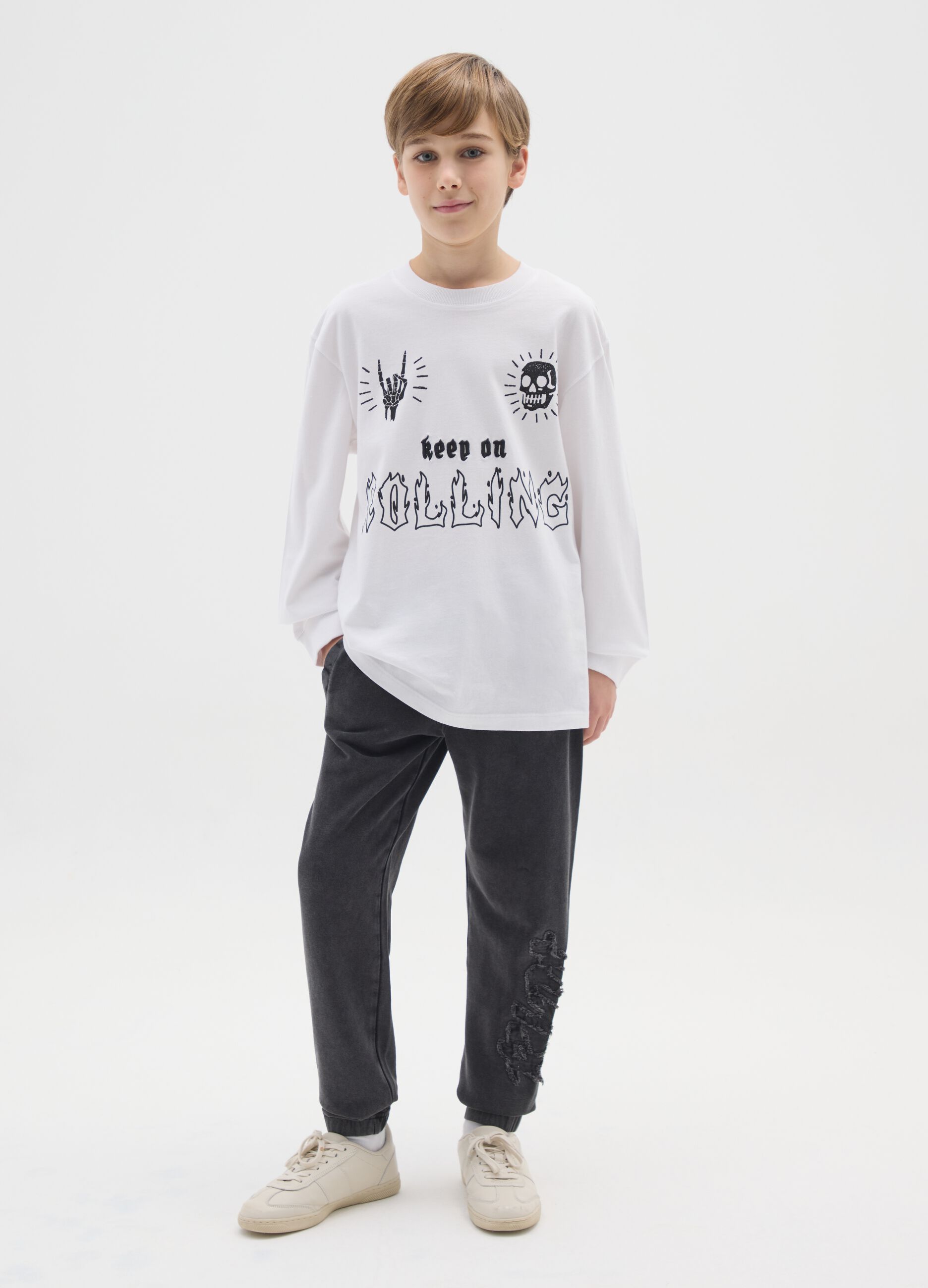 Boys' black pure cotton joggers