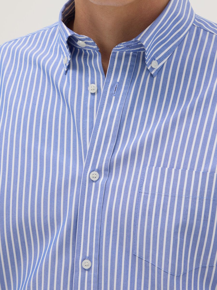 Multicolour striped cotton blend shirt with regular fit_1