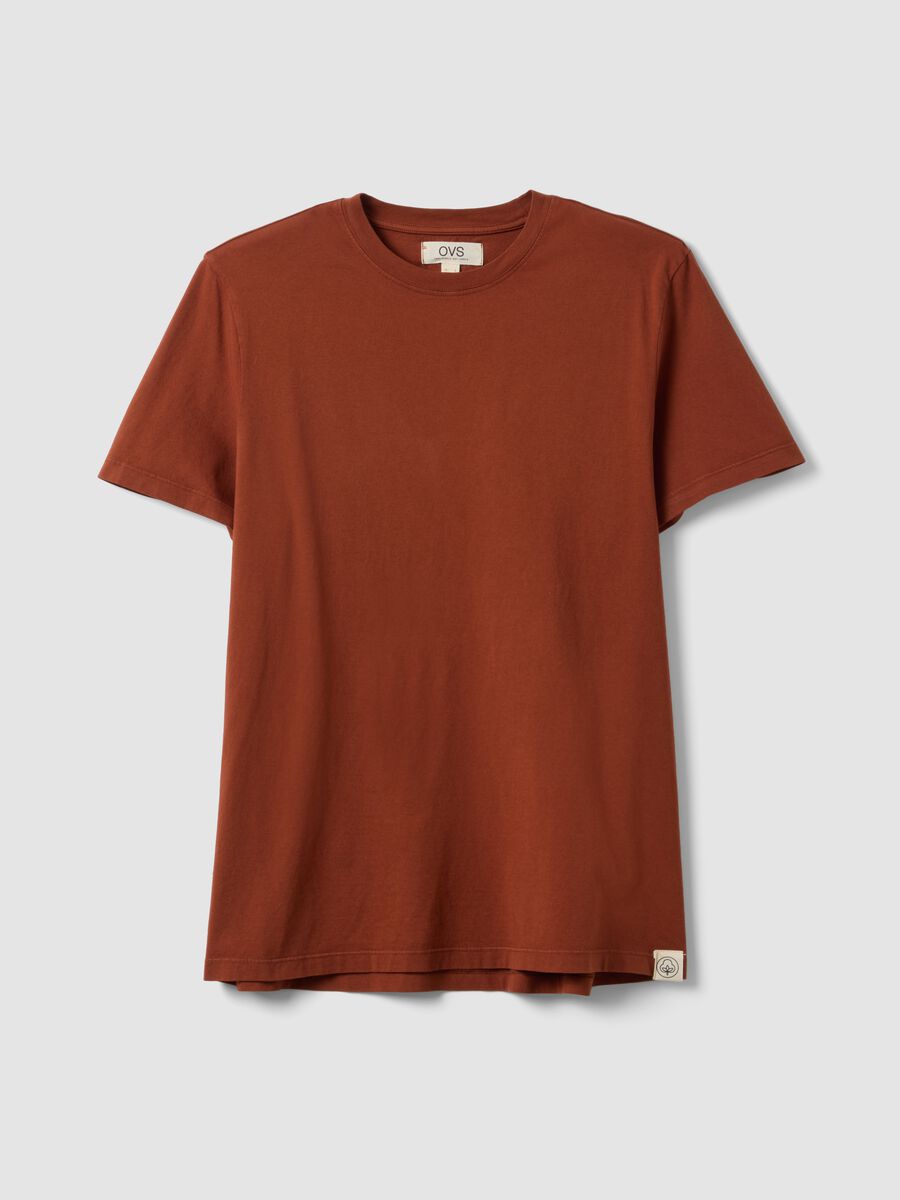 Red pure cotton regular-fit short-sleeve T-shirt_0
