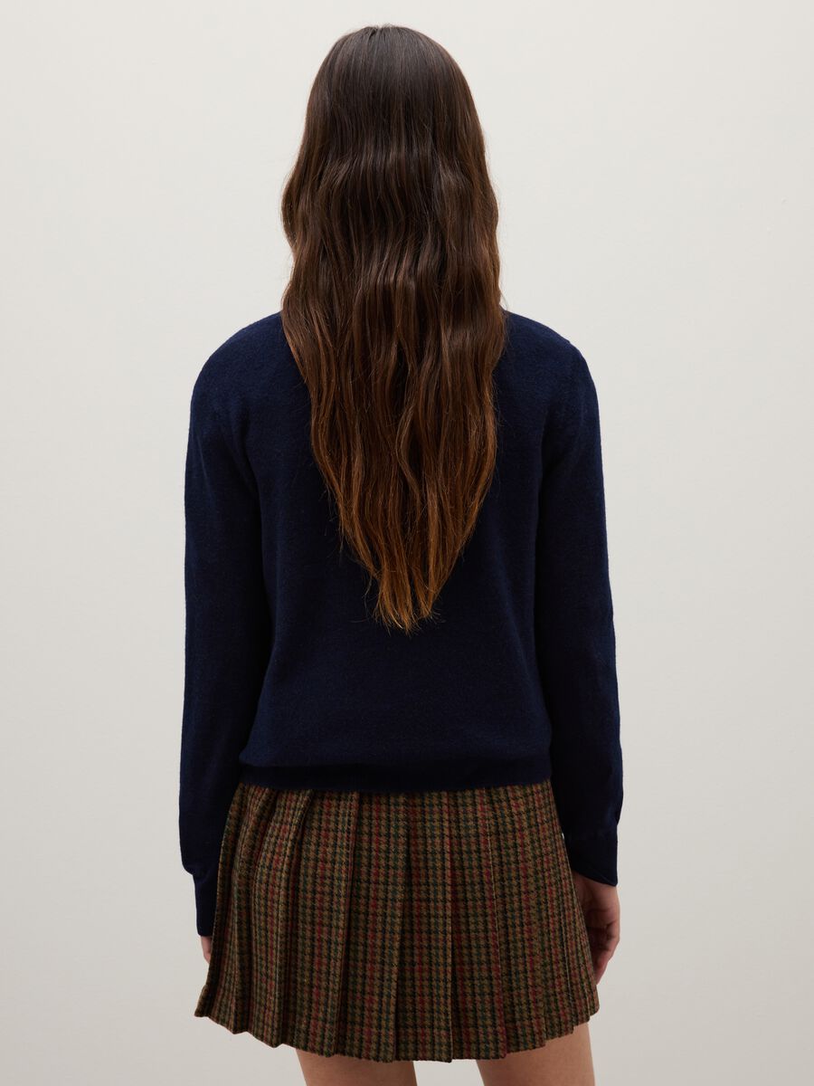Cardigan in pura lana blu regular fit_2