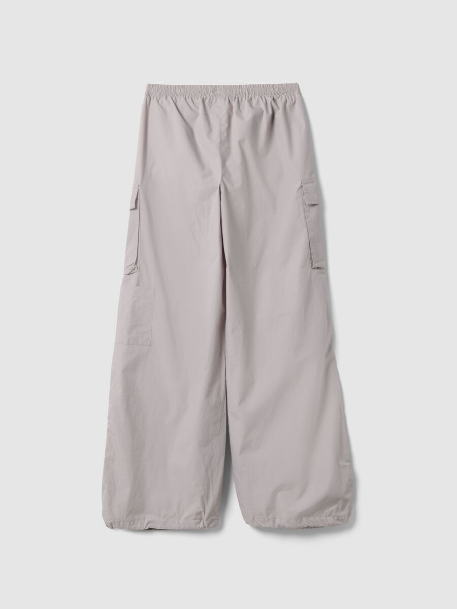 Girl's regular fit grey pure cotton cargo trousers_1