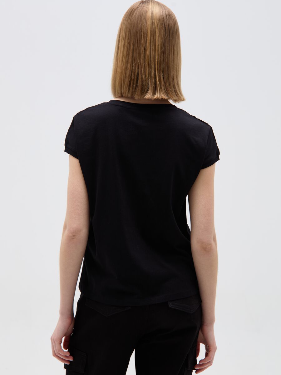 Cotton T-shirt with broderie anglaise_2