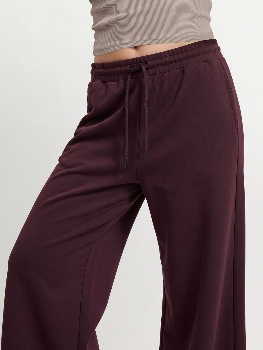 Pantaloni viola wide leg in modal elasticizzato con coulisse_2
