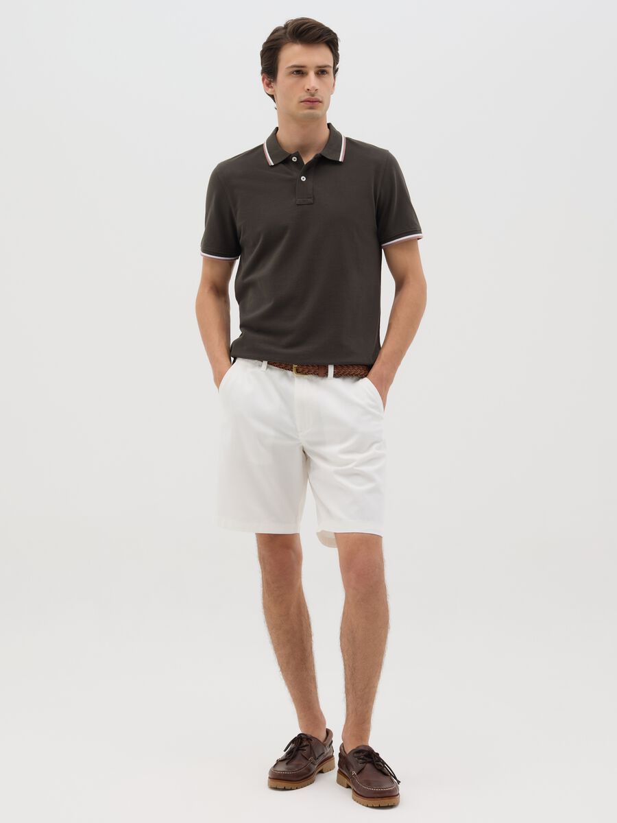 White pure cotton chino shorts_0