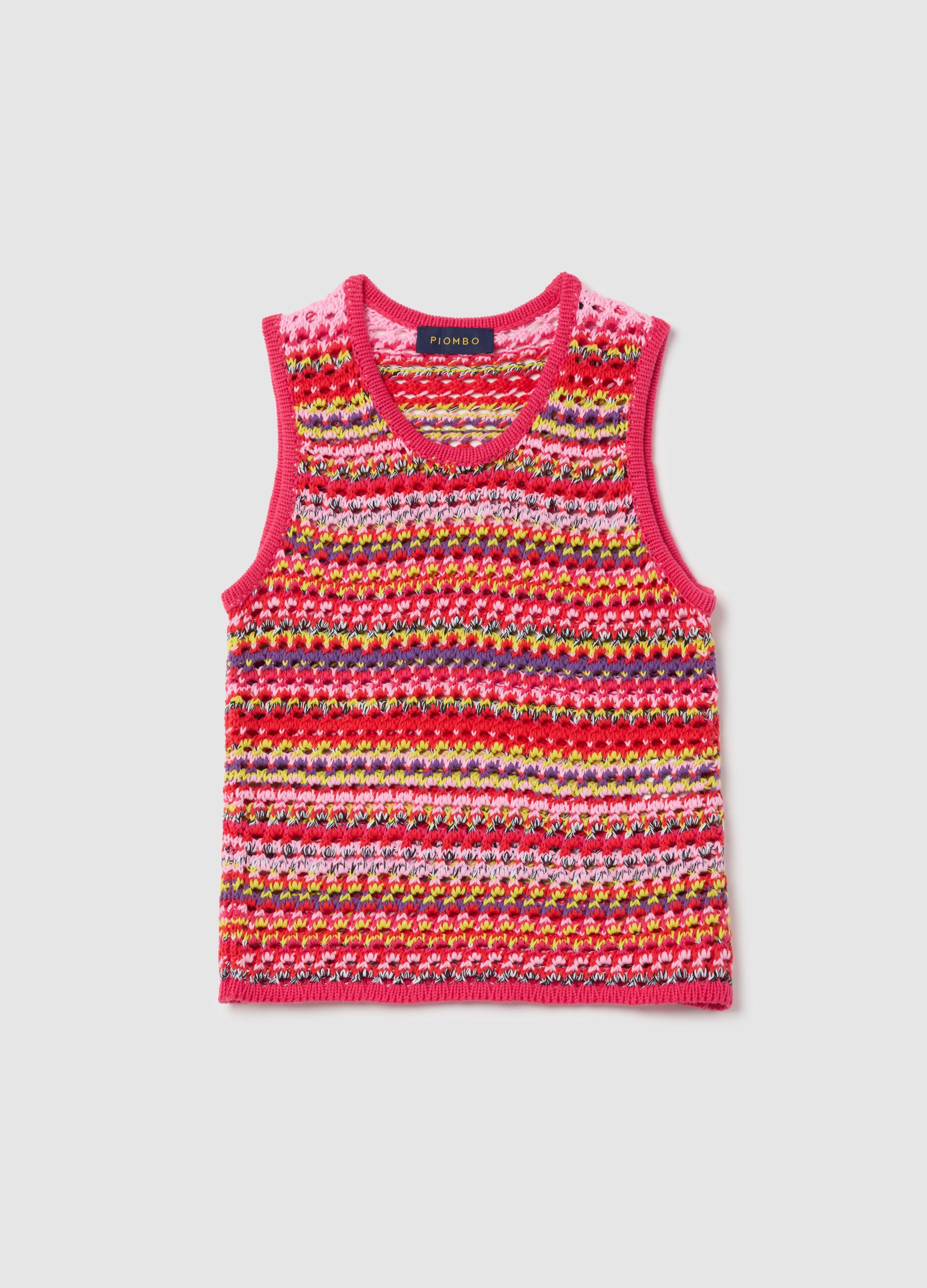 Crochet tank top in multicoloured knit