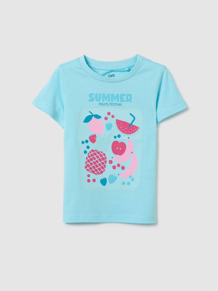 Pure cotton blue girl's T-shirt with regular fit_0
