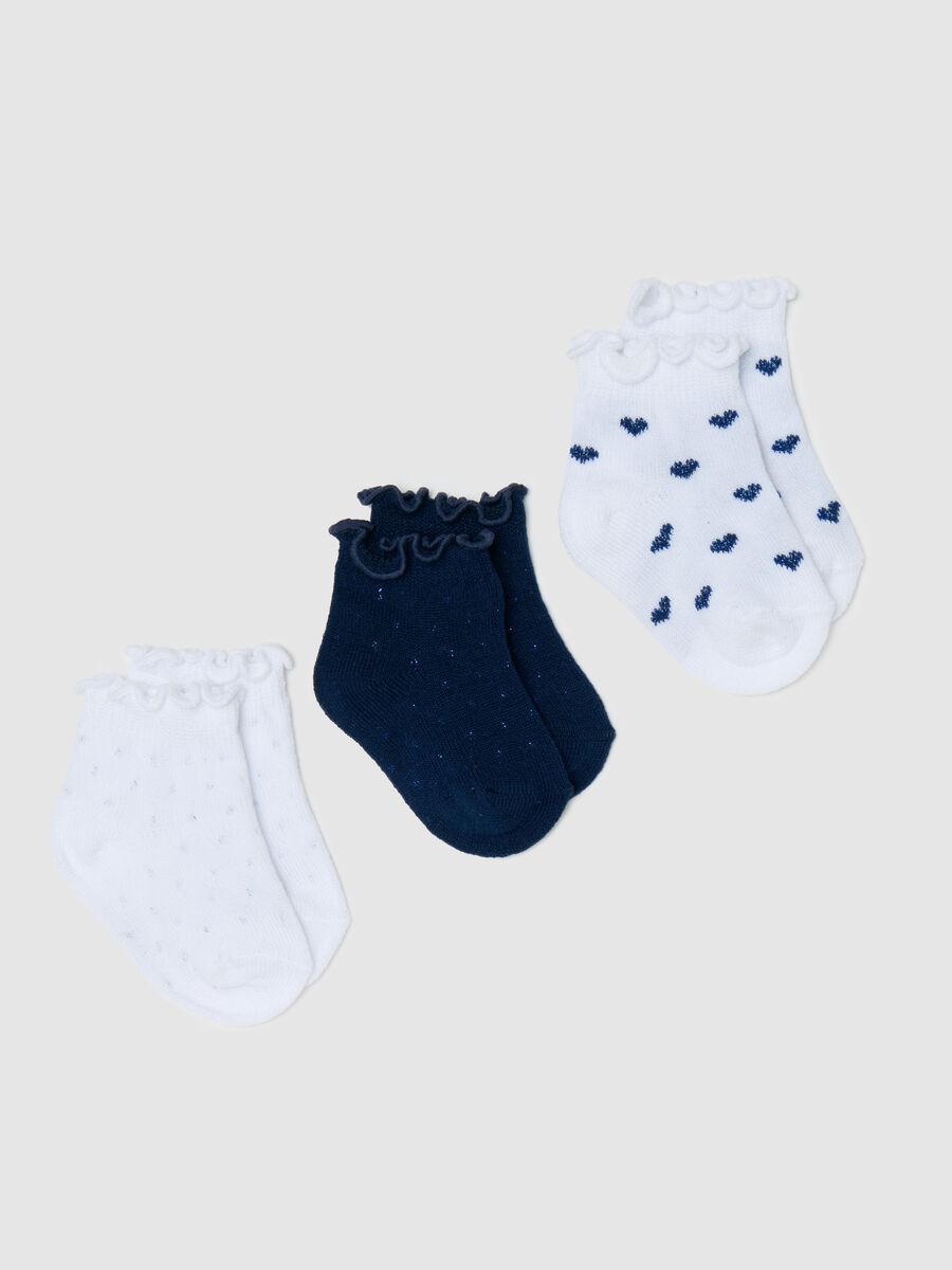 Three-pair pack socks with lurex and hearts design_0