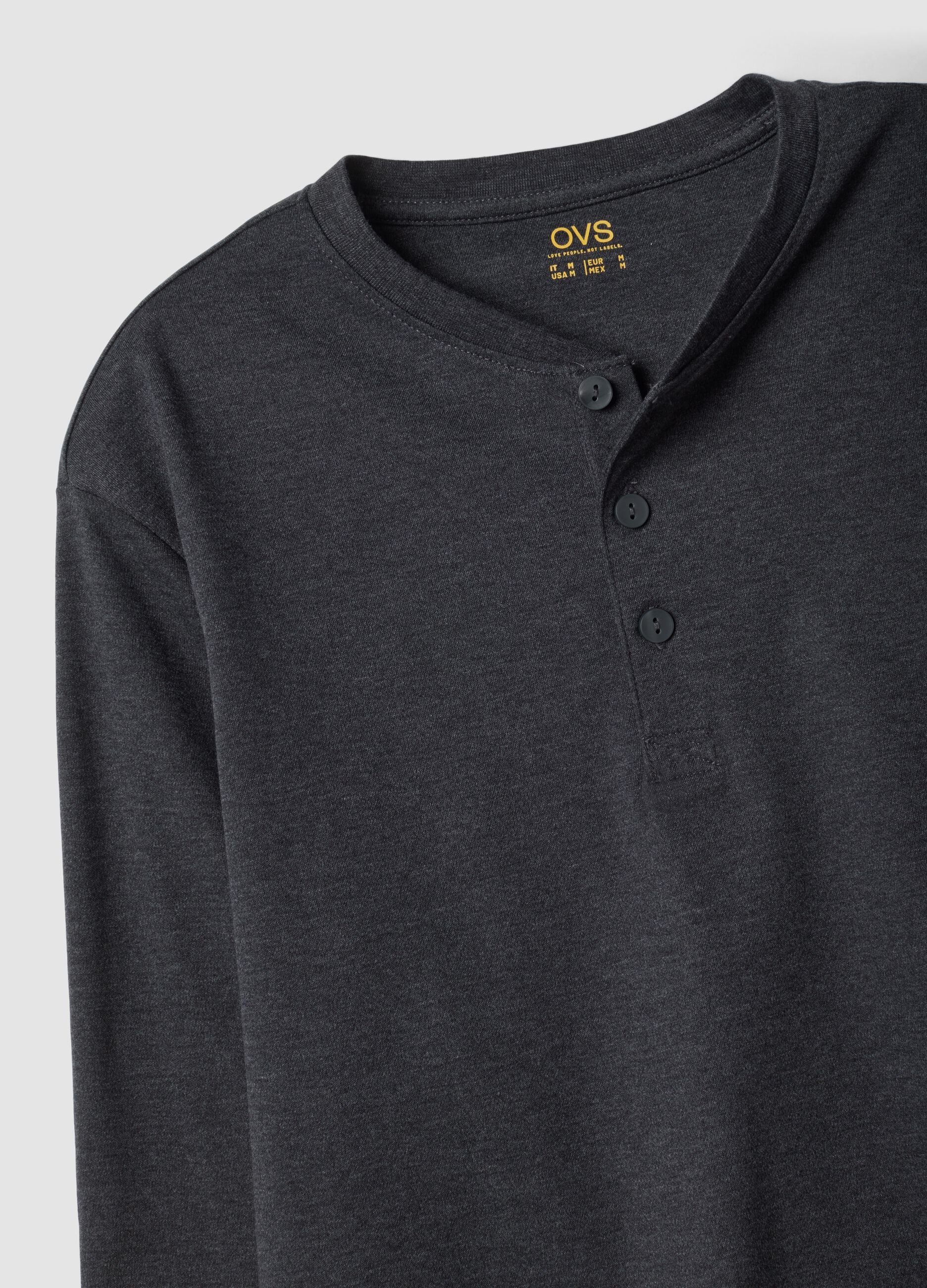 Grey organic cotton pyjamas with Henley neckline