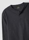 Grey organic cotton pyjamas with Henley neckline_5