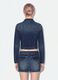 Blue slim-fit jacket in stretch cotton denim with zip_3