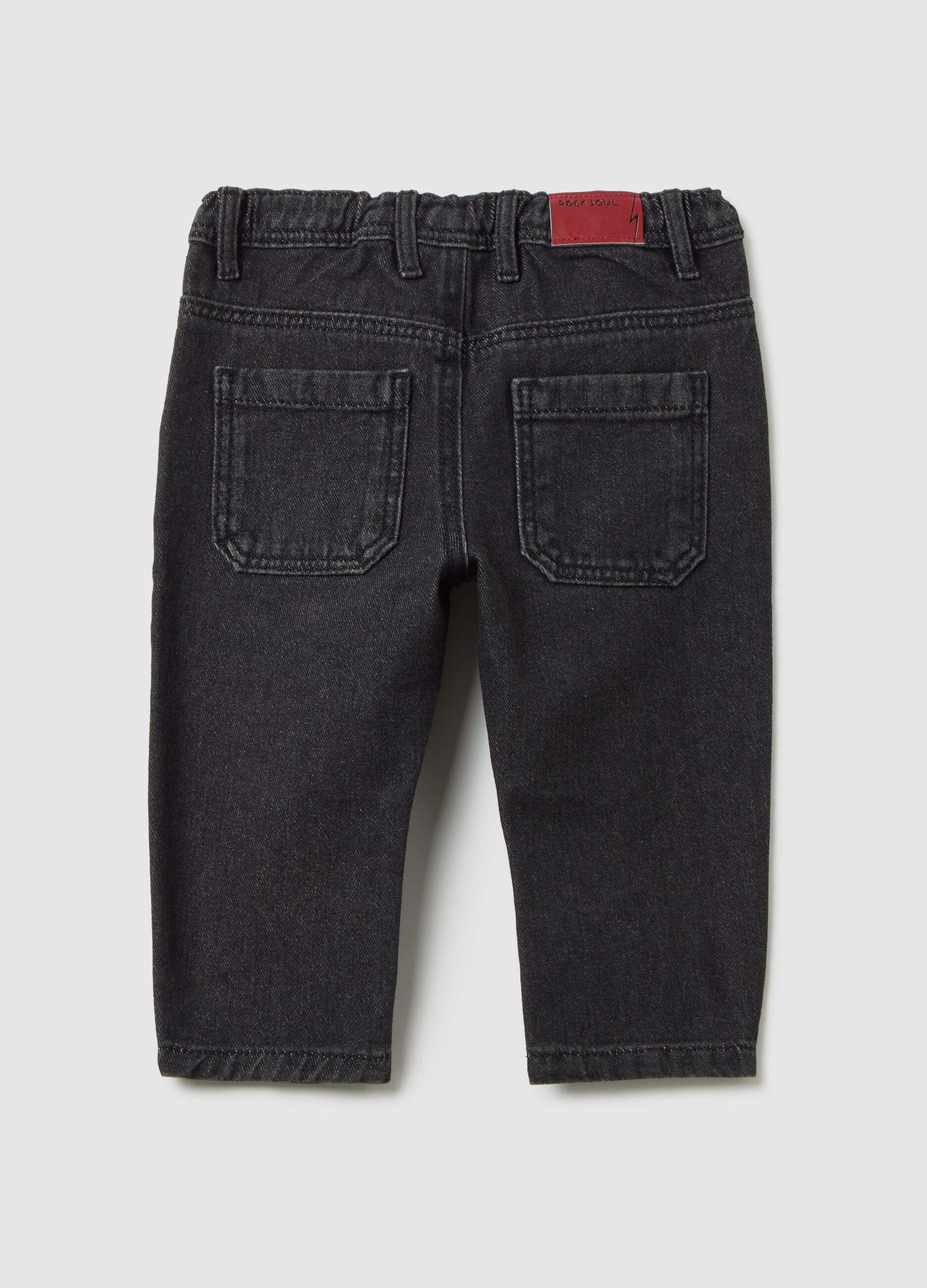 Children's black pure cotton trousers regular fit