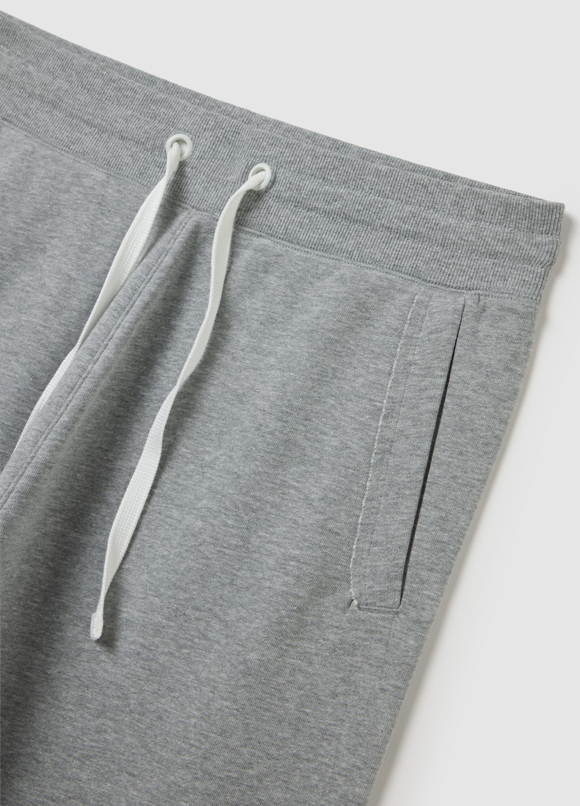 Pantaloncini da uomo in misto cotone grigio relaxed fit con cordoncino regolabile