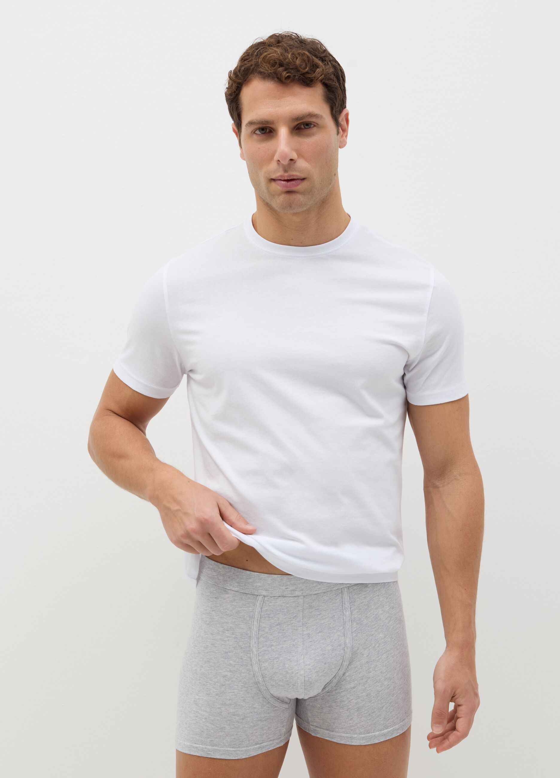 Three-pair pack midi boxer shorts in stretch cotton
