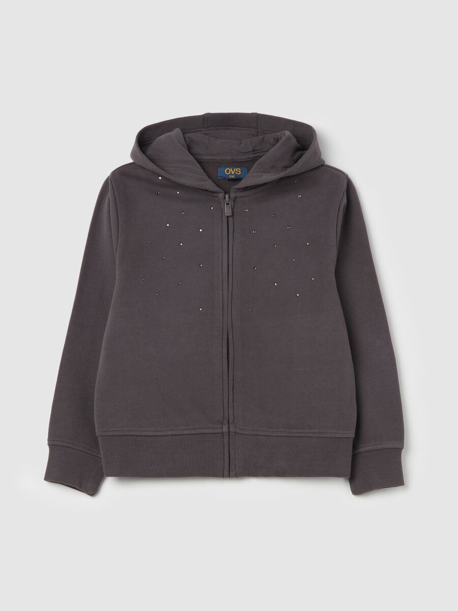 Full-zip con cappuccio e strass_0