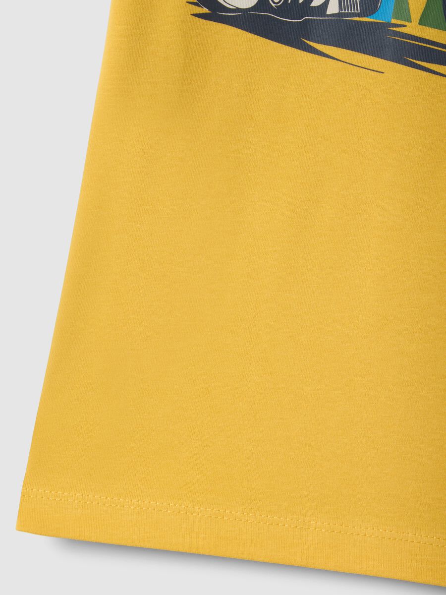 Yellow pure cotton regular fit t-shirt for kids with print_3