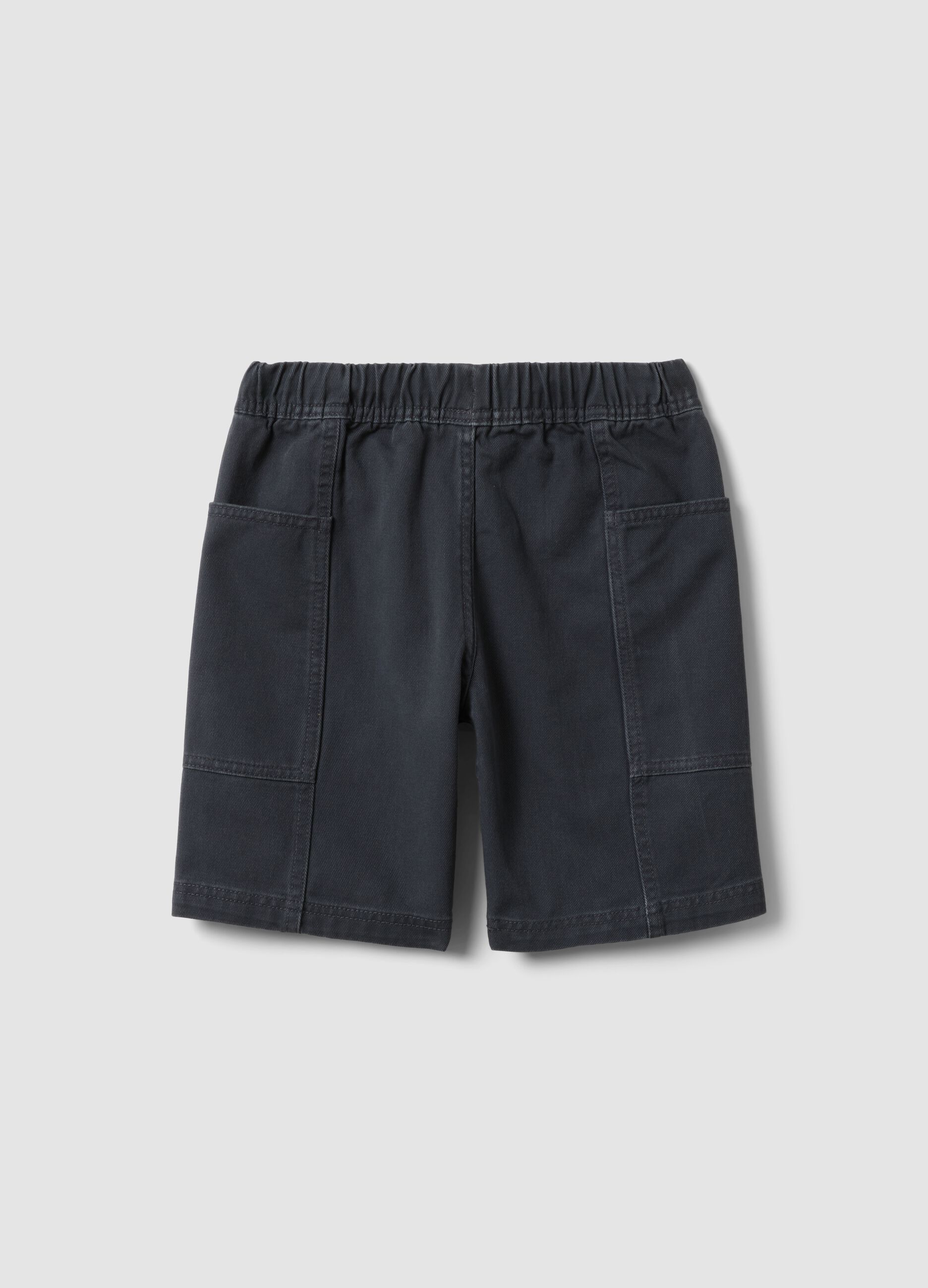 Blue pure cotton shorts with elasticated waist for boys, comfort fit