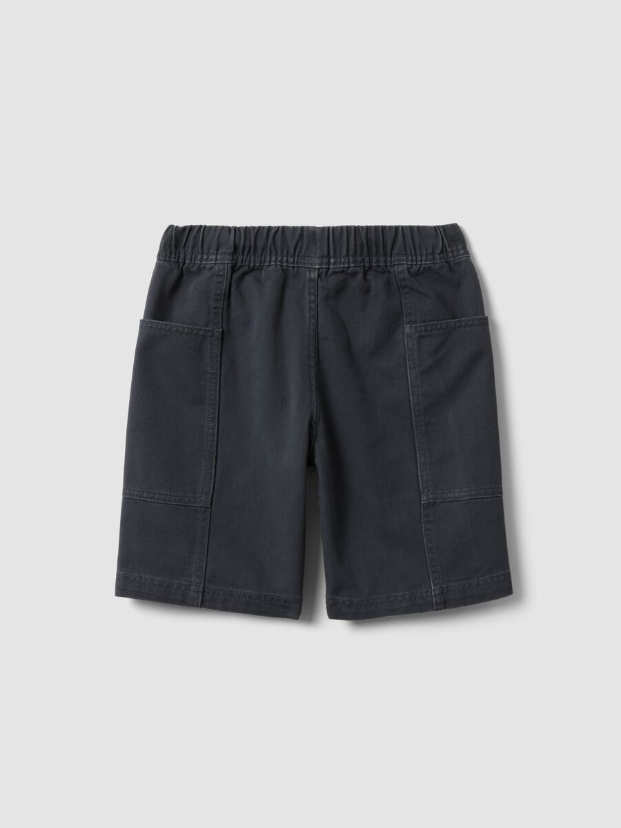 Blue pure cotton shorts with elasticated waist for boys, comfort fit_1