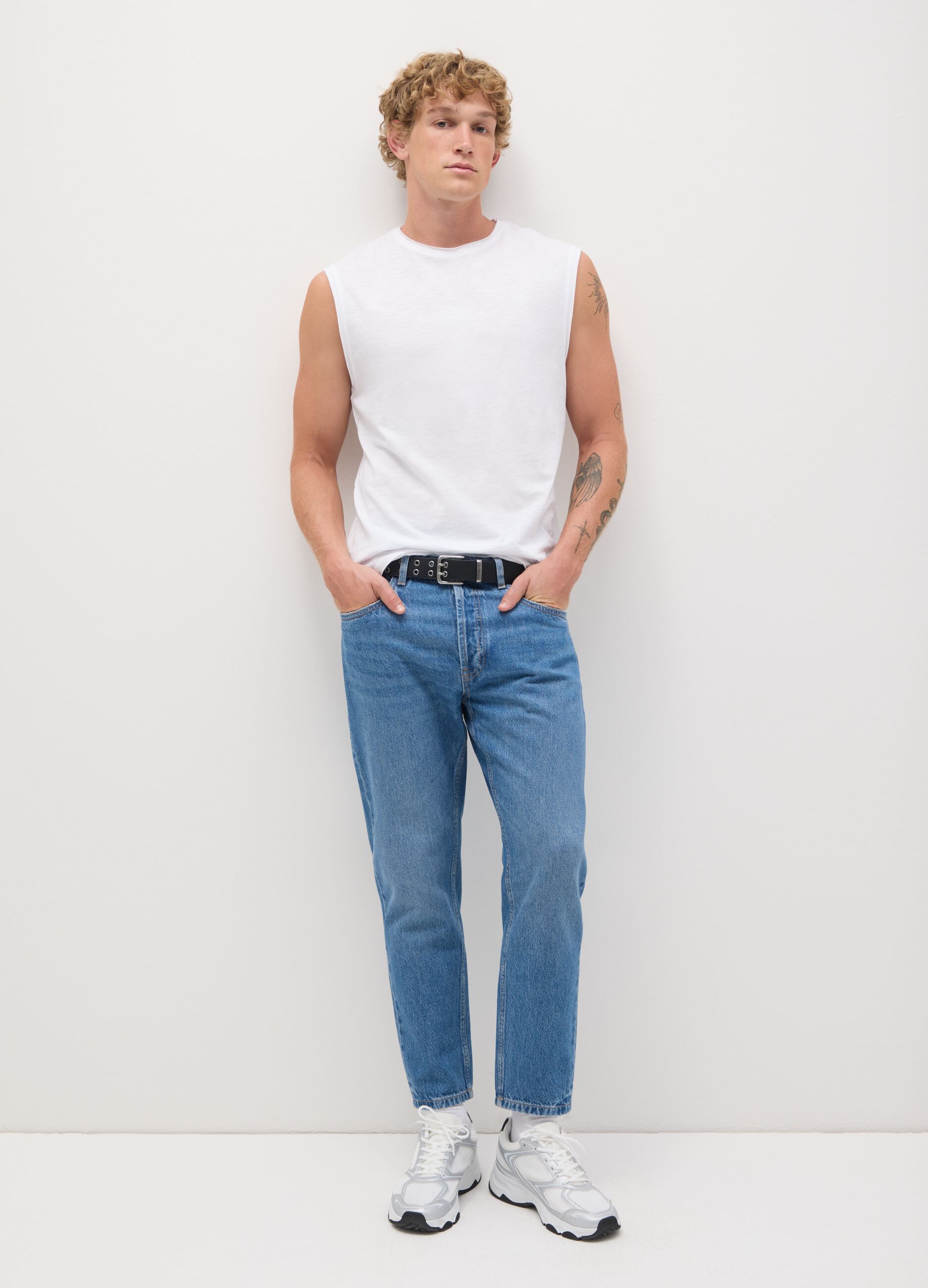 Men's regular fit white pure cotton T-shirt
