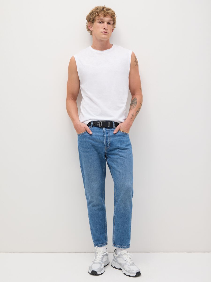 Men's regular fit white pure cotton T-shirt_1
