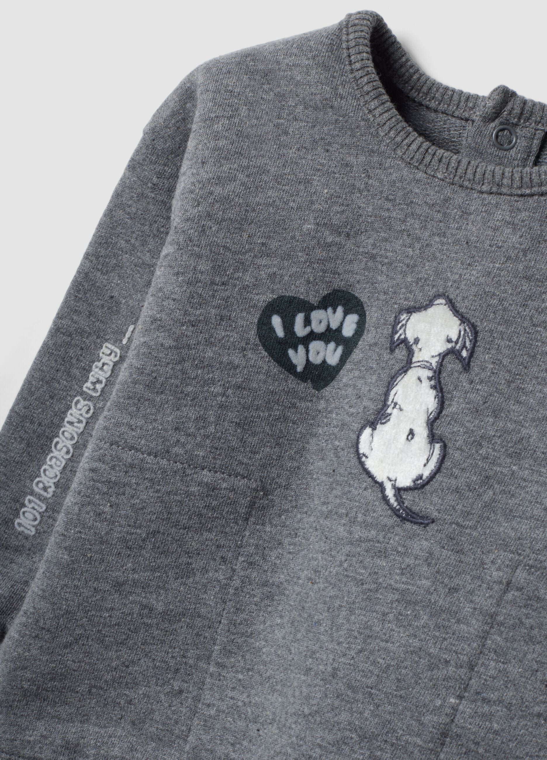 Grey pure organic cotton baby set with 101 Dalmatians print