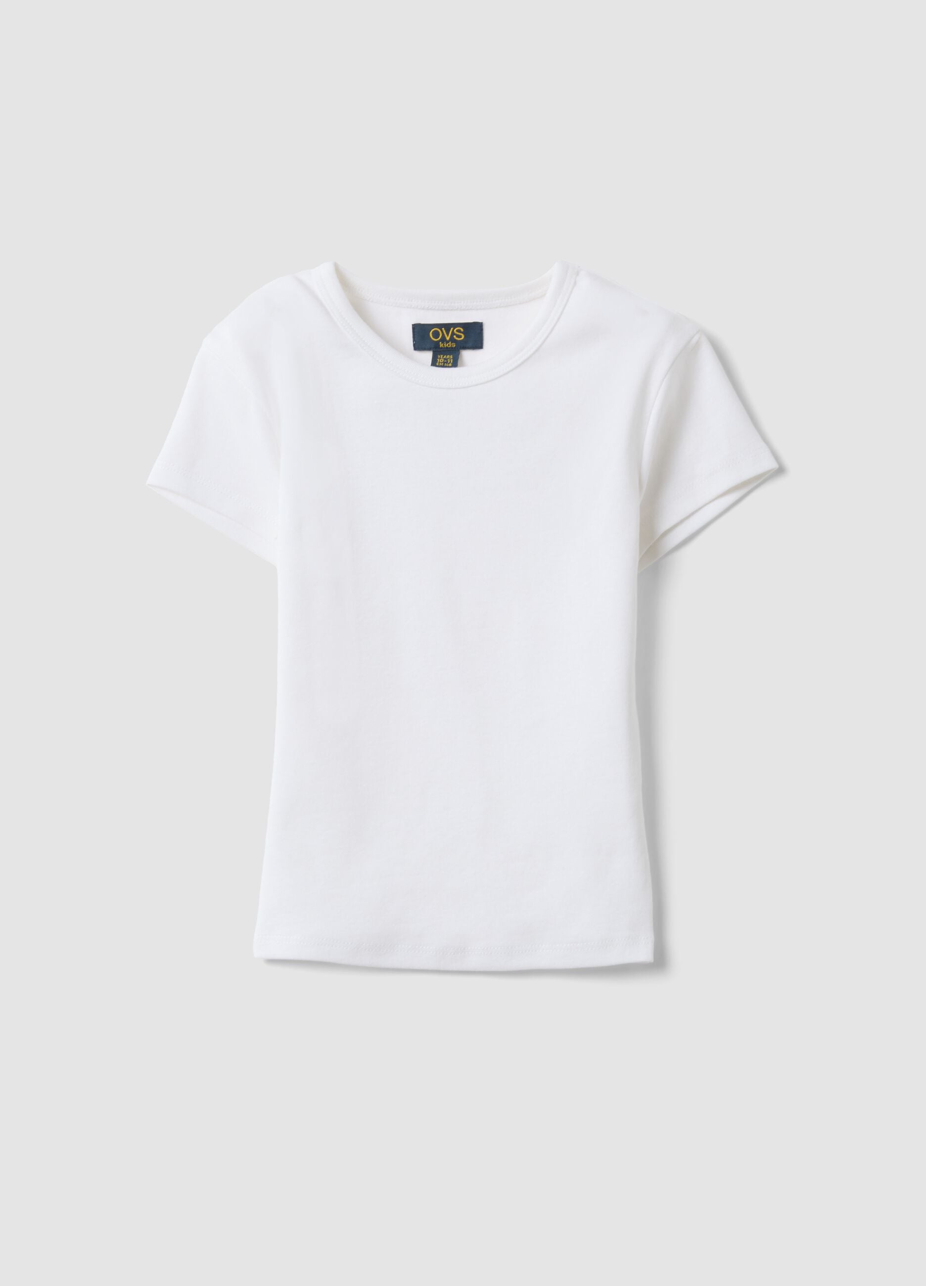 Girls&rsquo; white fitted stretch cotton T-shirt