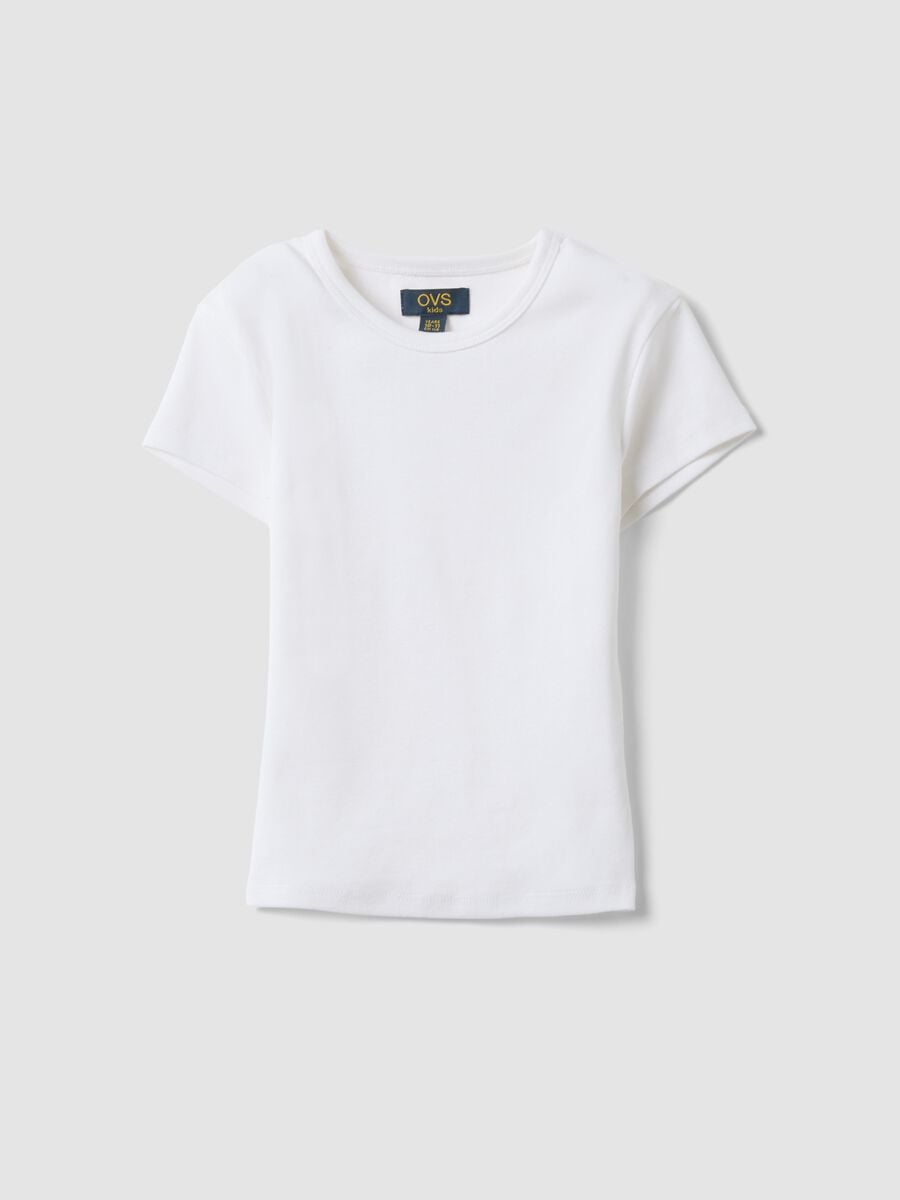 Girls&rsquo; white fitted stretch cotton T-shirt_3