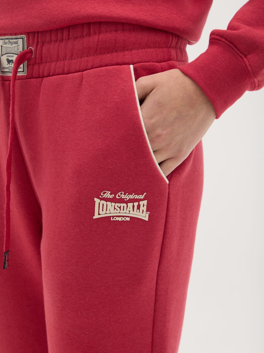 Red cotton blend jogger trousers_3