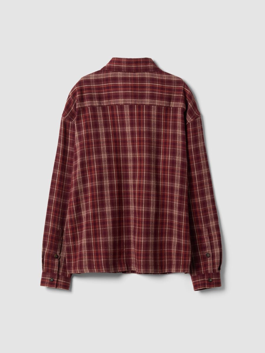 Camicia flanella rossa a quadri in puro cotone over fit_2