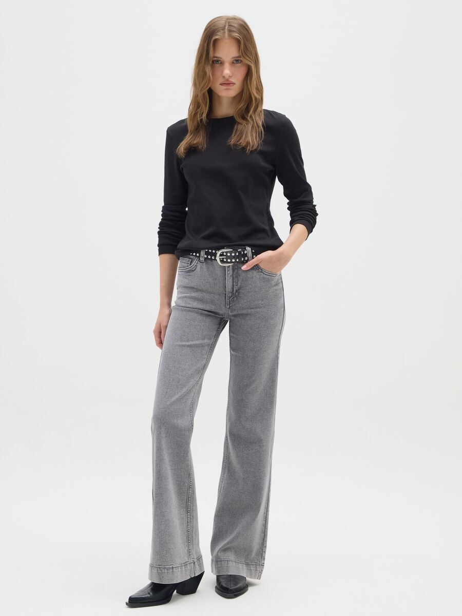 Maglietta in puro cotone nero regular fit_1