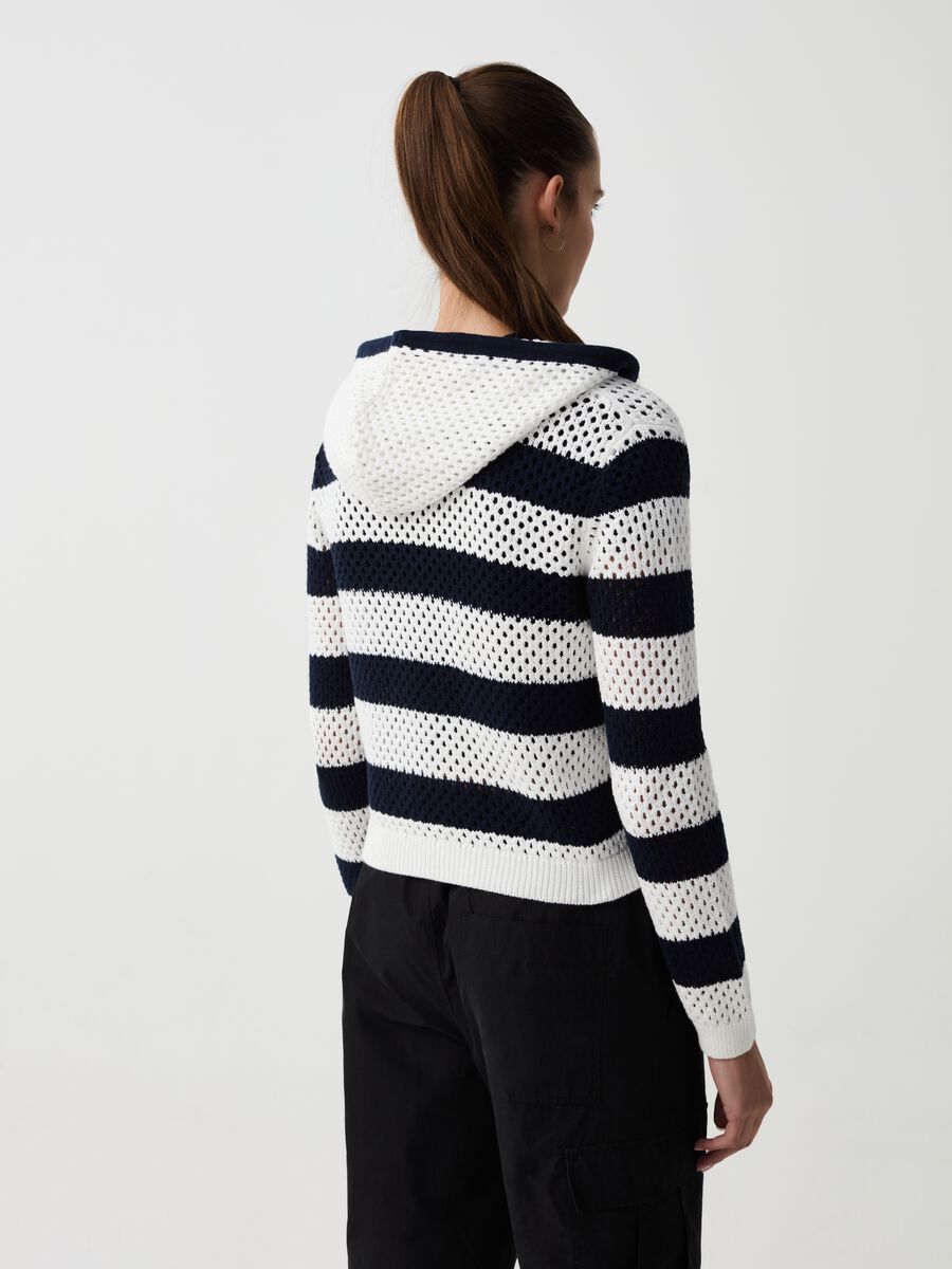 Striped openwork sweatshirt with hood_2
