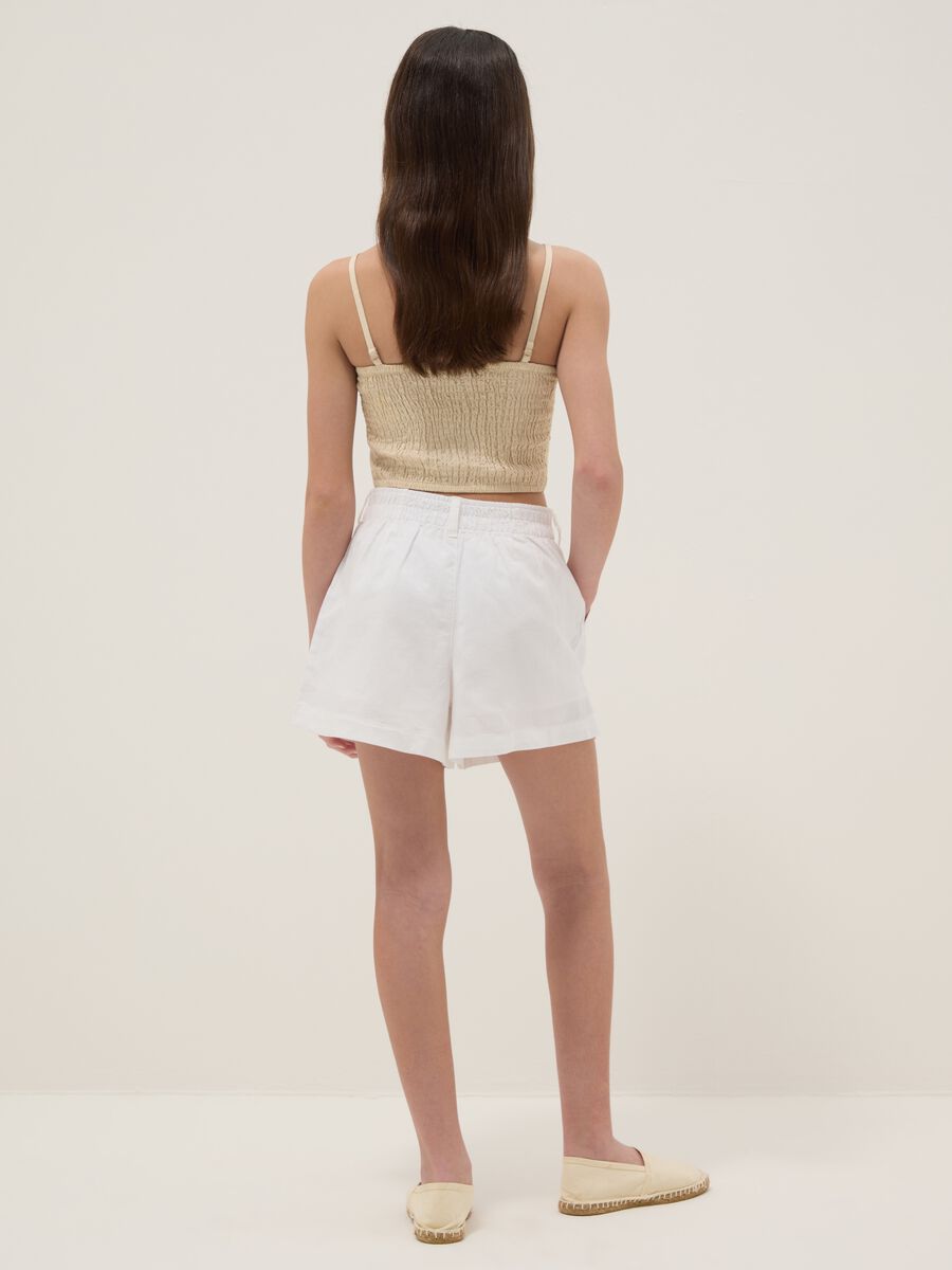 Girls&rsquo; white linen-cotton blend regular-fit shorts_1
