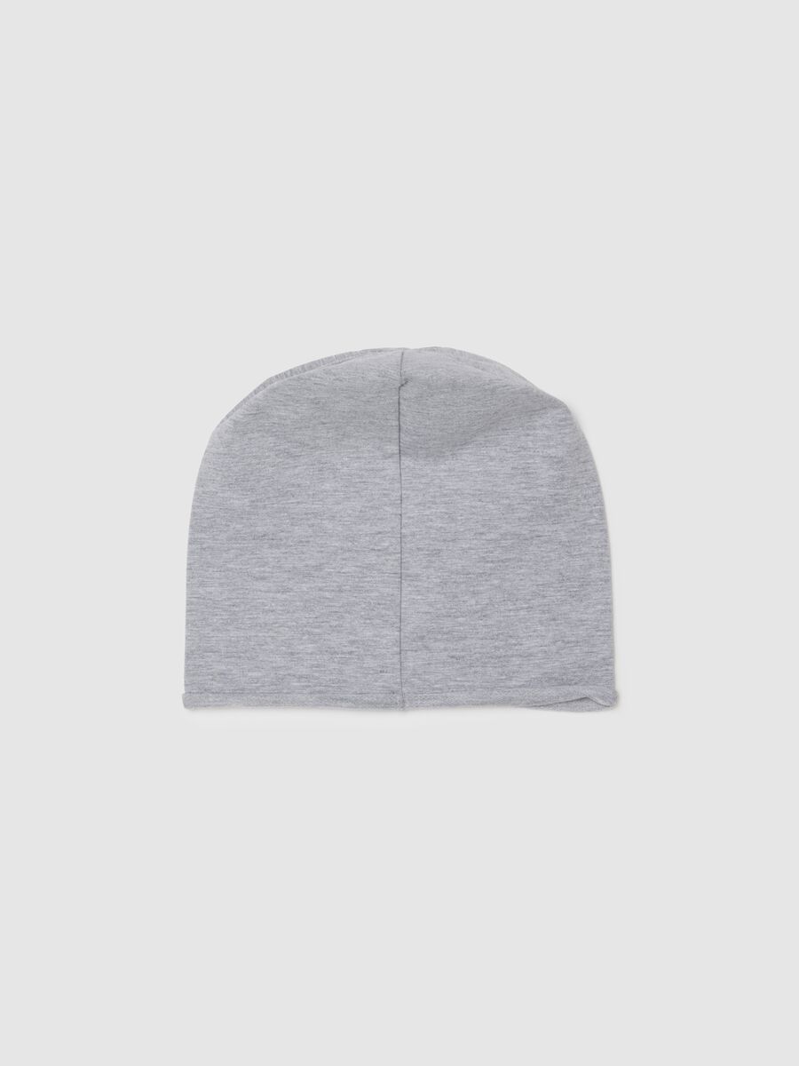 Grey cotton blend children's regular fit hat with lettering_1