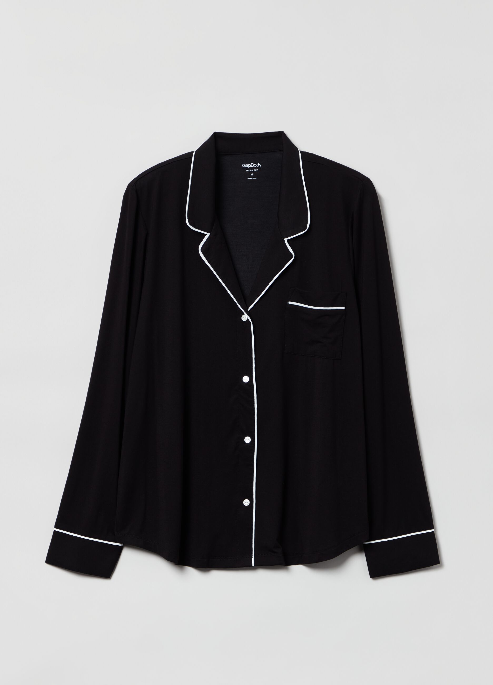 Pyjama top with contrasting piping