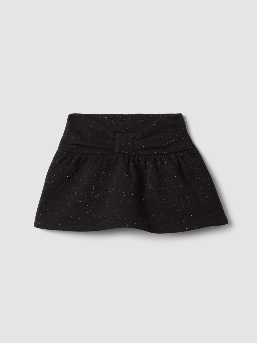 Black cotton-blend skirt with glitter and bow for baby girl_0