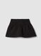Black cotton-blend skirt with glitter and bow for baby girl_0