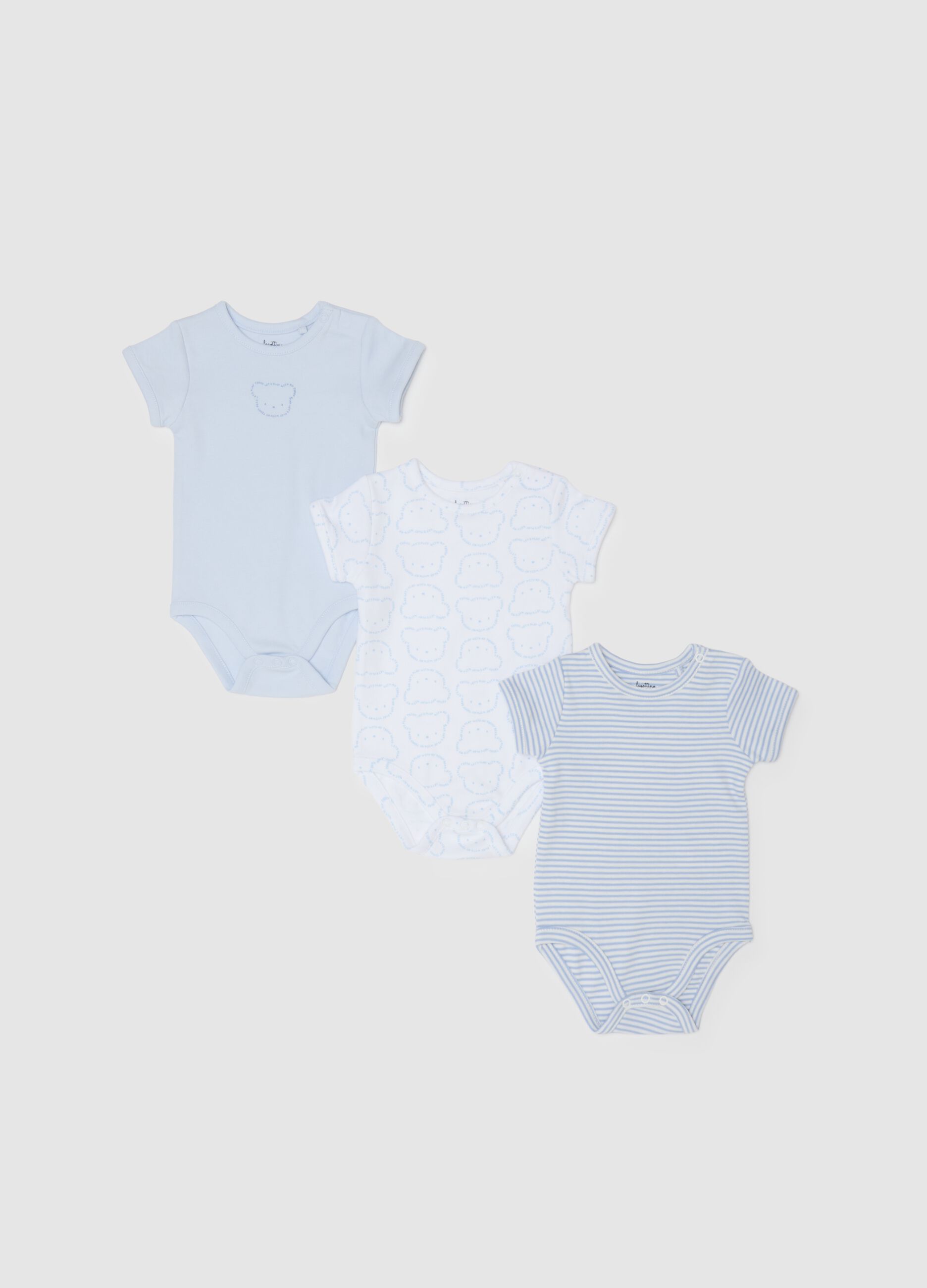 Newborn Cotton Tripack Bodysuit Set in Multicolour